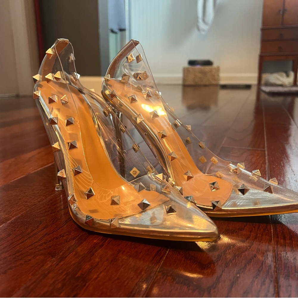 Studded Transparent Heels